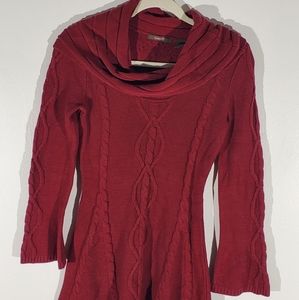Burgundy cowl-neck tunic sweater